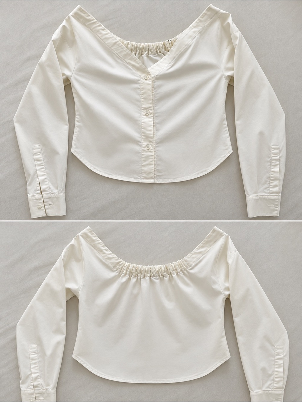 Jacquemus White Off-Shoulder Button Front Blouse